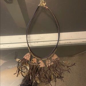 Elegant Brown and Gold Fringe Necklace